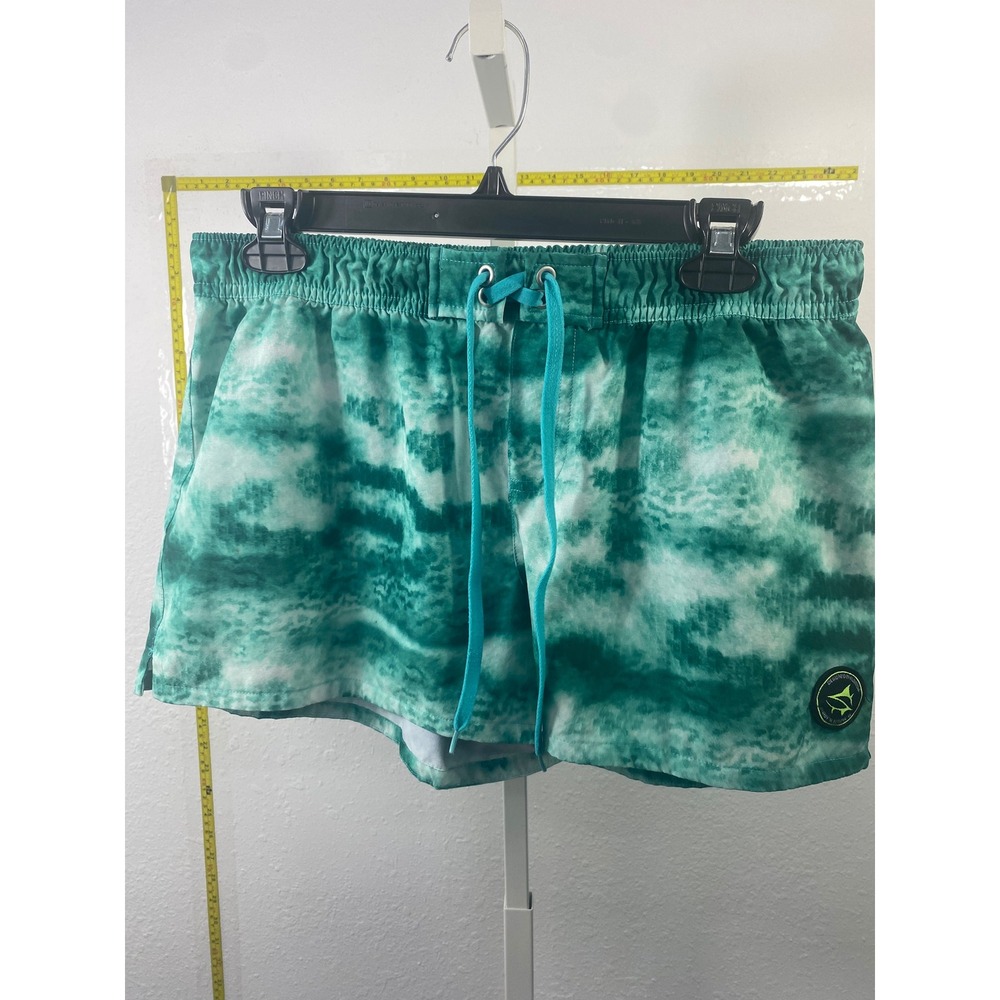 Loco Skail Men XL Swim Trunks Green White Tie Dye Board Shorts Drawstring Pocket